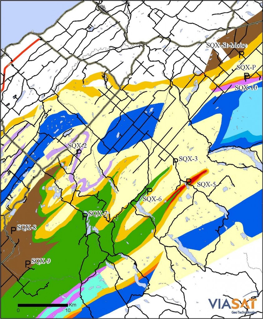 Localisation des carottages sur la carte géologique (préliminaire)